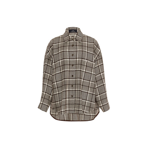 AUM Easy Suit 2025 Winter New Women's Wool Plaid Lapel Shirt Wide Leg Pants Plaid Top S