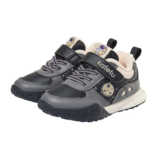 Carter Rabbit children's shoes children's sports shoes 2024 winter velvet warm bread shoes toddler shoes girls functional running shoes X3DF009 black gray 24 inner length 14.5cm foot length 13.6-14.2