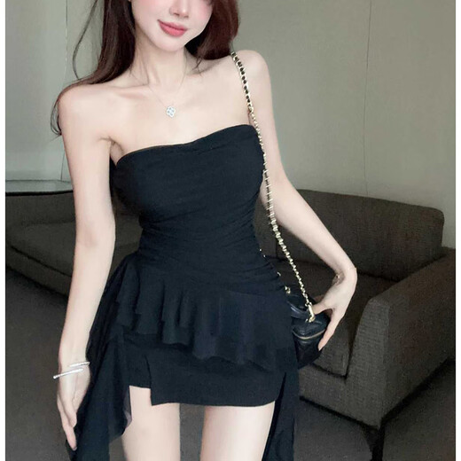 Autumn Ballad French Ruffled Ribbon Tube Top Female Hot Girl Sleeveless Outerwear Cropped Top Red M Recommended 90-100Jin Jin is equal to 0.5kg
