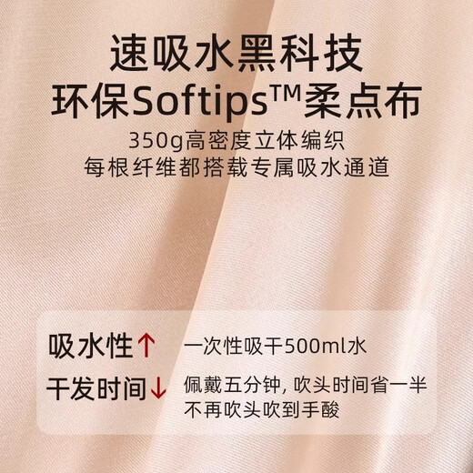 AILUKI French high-end double-layer hair drying cap for women super absorbent and quick-drying no-blow bag headscarf thin silk 2025 shampoo towel champagne powder