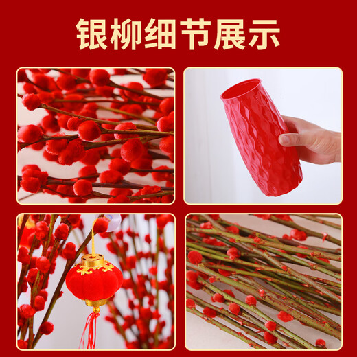 Fresh branches of blue longan and silver willow, New Year's Eve festive flowers, can be grown in water or dried, colorful and lucky 45CM 30 branches straight from the source