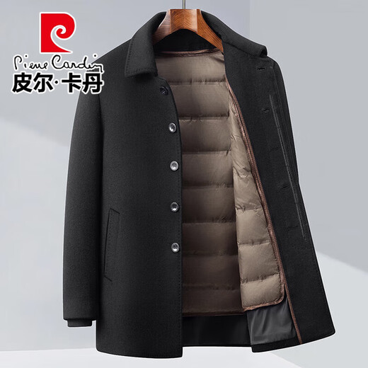 Pierre Cardin flagship store removable down liner double-sided woolen coat men's business casual middle-aged dad jacket men gray (removable down liner) XL /180
