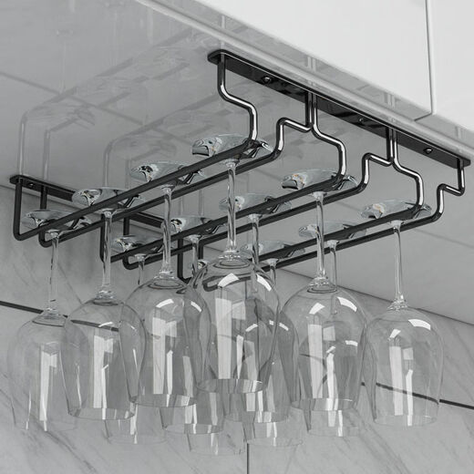 Jieyunmao simple red wine glass holder upside down household goblet holder hanging creative wine cabinet wine glass display rack hanging cup rack 7 slots long 77.5cm deep 28cm black