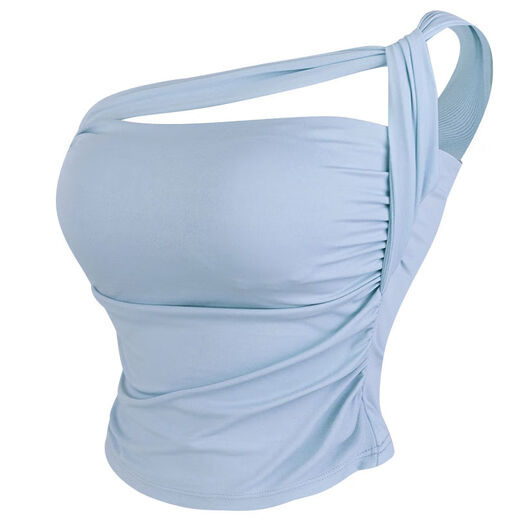 Fitness Girl Sports Bra All-in-One Shockproof One-Shoulder Yoga Vest Outerwear Beautiful Back Pilates Training Bra Wind Chime Blue S S