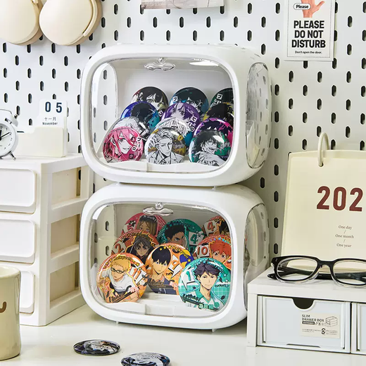 Yusenyi 2D Barchi Chigu Space Capsule Storage Box Transparent Acrylic Dustproof and Moisture-proof Stepped Badge Display Box Yellow Lighted Large Size (Bachi Space Capsule Storage)