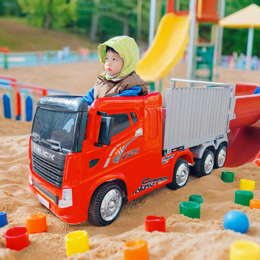 Guardian Laoren truck can seat people in remote-controlled driving container truck head children's electric car children's toy car Tibet and Xinjiang high-end black large battery fast charging four-wheel drive + remote control driving + container + leather seat + foam four-wheel drive