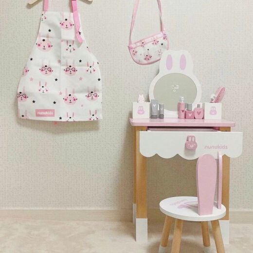 Shantou Lincun children's dressing table princess little girl dressing table wooden playroom artificial toy girl jewelry birthday gift nunukids beech wood dressing table + stool