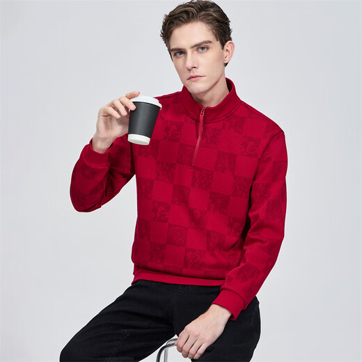 Septwolves 7A Antibacterial Far Red Fever Sweater Men's Winter Warmth New Year's Red Men's Top Big Red XL