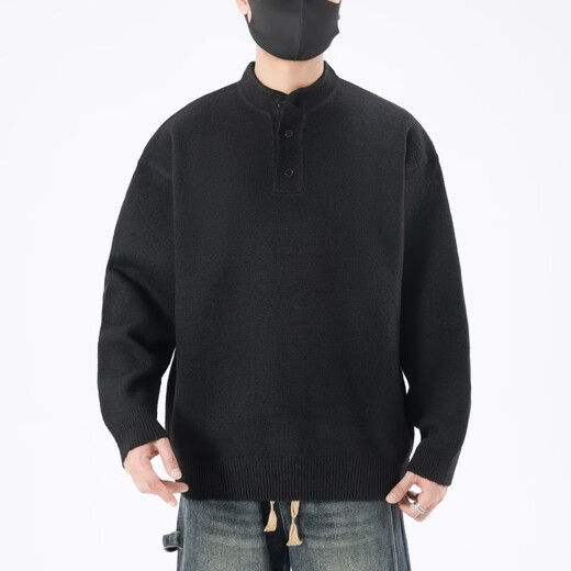 Baleno BALENO machine washable Henry collar sweater for men in winter Italian old money sweater lazy neutral wool sweater oatmeal color 2XL