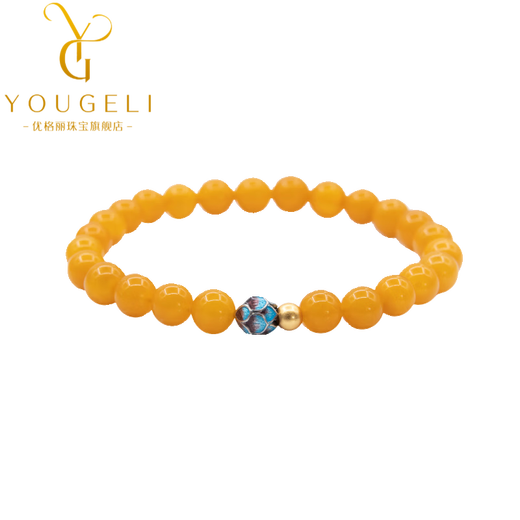 Yogurt natural beeswax bracelets for women amber beads cultural toys cloisonne lotus beads antique style bracelet beads 8mm