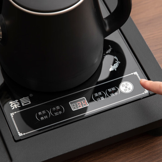 Wujin stone tea tray, household complete set of tea sets, office kung fu tea set, complete set of tea Haitai teapot and tea cup, Guanshan Electric tea tray + Ru kiln tea set