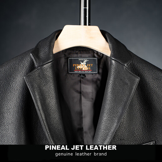 PJL new men's suit classic high-end deerskin casual fashion leather jacket black M (130Jin Jin is equal to less than 0.5kg)