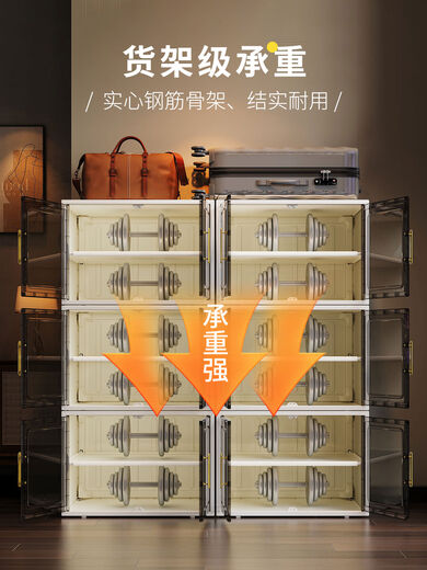 Fantasy box storage box door cabinet storage cabinet transparent sub-storage integrated wall rack magnetic double door-3 columns 24 grid white-48 double large size