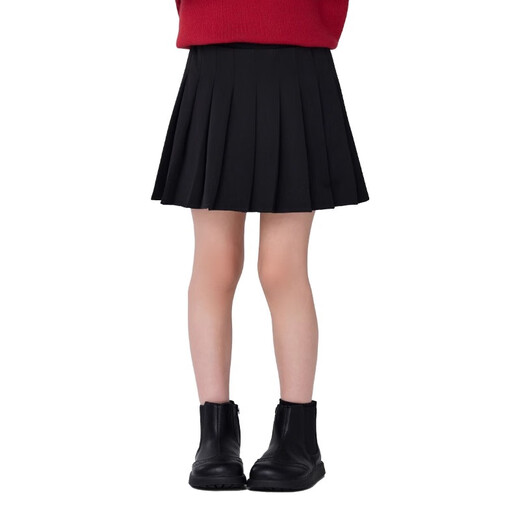 I.KARNOW girls' skirt black pleated skirt children's spring and autumn pleated skirt anti-exposure culottes fashionable baby girl skirt two-piece set 1516 black + 19722 red sweater 110