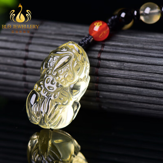 Taijufu Natural Yellow Water Crystal Pixiu Pendant Caiyuan Piqiu Natural Crystal Pendant
