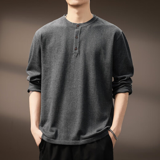 AX Armani broken code 2026 high-end American retro Henry long-sleeved sweater men's autumn new trendy brand loose dark gray S recommended weight 95-115Jin Jin equals 0.5 kg