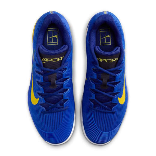 NIKE men's tennis shoes, cushioning, wear-resistant, non-slip, supportive, blue and yellow woven upper, rubber outsole Blue, Yellow 48.5