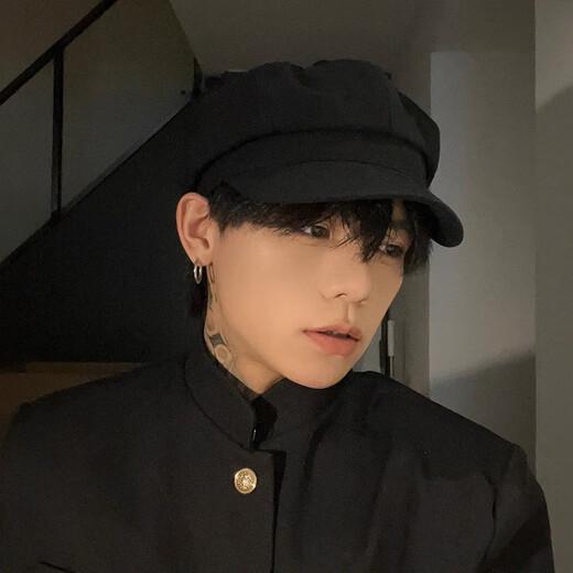 Zhenxi Hat Men's British Beret 2025 Autumn and Winter Large Head Circumference Octagonal Hat Literary Newspaper Boy Hat Peaked Hat Men Black One Size