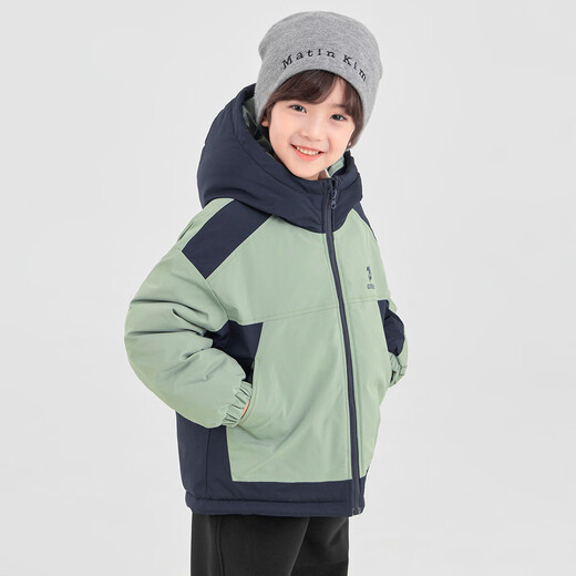 Duojia Boys' Cotton Clothes Winter Versatile Color Matching Hooded Loose Tops Thick Padded Children's Casual Sports Warm Jackets
