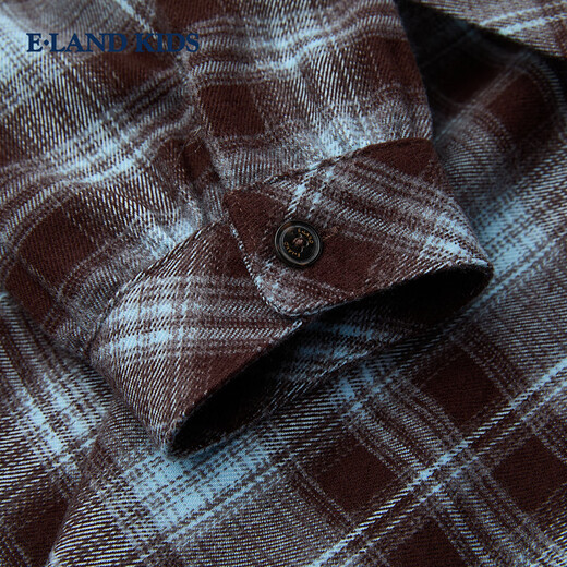 E LAND KIDS children's clothing girls dress season new college style pattern lapel shirt dress Brown brown/85 120
