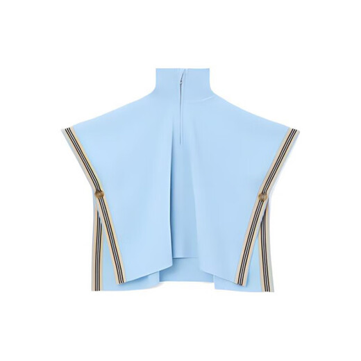 Burberry (BURBERRY) children's clothing FW22 striped trim button half-pull ribbed turtleneck cloak blue children's model blue L