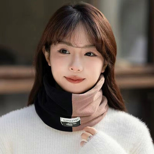 Hot-selling double-layer Ollie velvet color-blocked scarf, fashionable and thickened, cold and warm for cycling, versatile for men and women, shoot 1, 2, black and red + black and gray, thickened velvet and cycling collar for winter