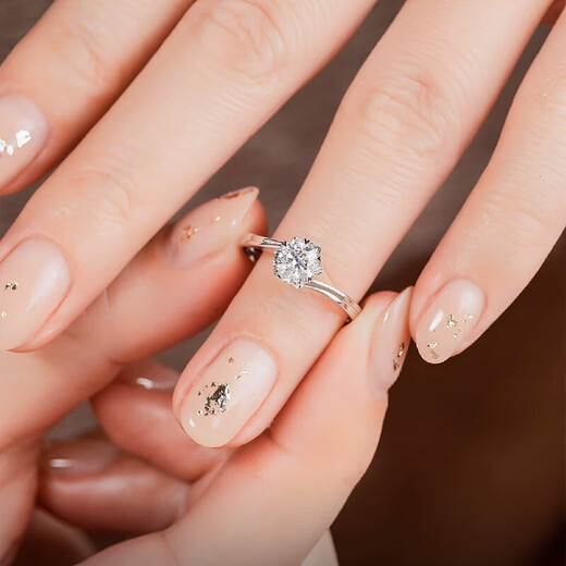 I Do platinum PT950 diamond ring 1 carat snowflake twist arm cultivated diamond proposal engagement diamond ring gift for girlfriend Snowflake twist arm 50 points diamond size 18