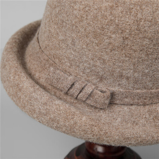 Fangchi felt mother hat women's French retro bow bucket hat autumn and winter rich style hat mocha color M (56-58cm)