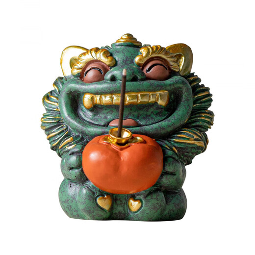 2025 New Chinese Style National Trend Creative Good Persimmon Housewarming Decoration Thread Incense Insert Indoor Aromatherapy Ornament Green Sandstone Color Gold Good Persimmon Wind Lion Ornament_Baweixian Incense Appraisal Pack No Specifications