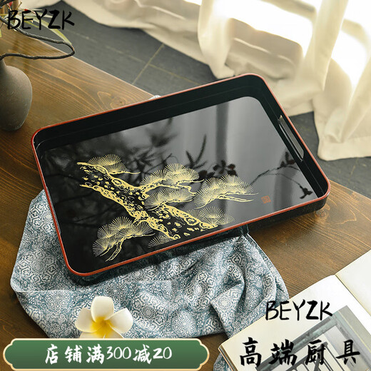 BEYZK Japanese imported quality lacquerware rectangular dining tray commercial catering light luxury household dry bubble tea tray household Jinsong