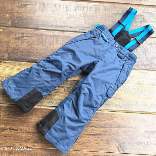 Autumn and winter children and babies outdoor bib ski pants for boys and girls windproof, waterproof and warm assault cotton pants trade sky blue 40 2T suitable for heights around 90