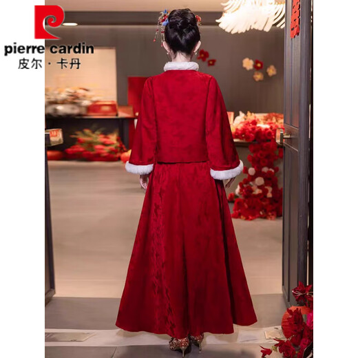 Pierre Cardin Toast Wear Bridal Red Suit Engagement Clothes New Chinese Style Show He Clothes Wedding Clothes Wedding Dress Burgundy M