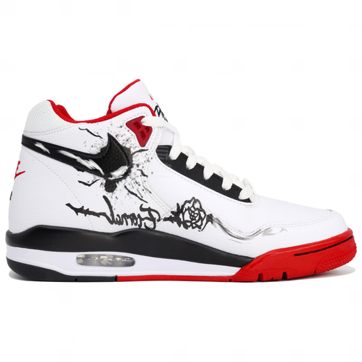 Nike (NIKE) Customized FlightLegacy Sonorous Rose Style Casual Sports Anti-Slip Mid-top Basketball Shoes for Men and Women White (Gift Bag Style) 40.5