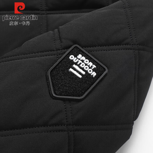 Pierre Cardin cotton-padded jacket for men in autumn and winter, thickened velvet and warm cotton jacket, loose casual cold-proof clothing, cotton-padded jacket for men, black 2XL