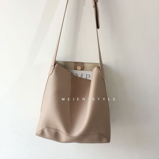 2022 Korean new ins soft leather bucket bag mother bag casual shoulder large bag crossbody bag large capacity women's bag matcha green