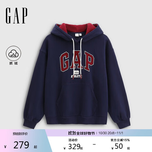 Gap Women's 2025 Autumn New Three-dimensional Foam Printed Logo Fleece Loose Hooded Sweatshirt Top 792495 Gap Women's 2025 Autumn New Three-dimensional Foam Printed Logo Fleece Loose Hooded Sweatshirt Top 792495
