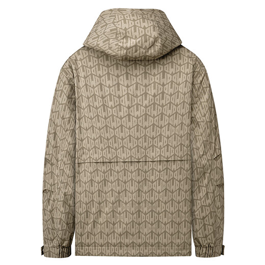 Dances with Wolves, quilted lining, stylish lettering printed all over lightweight jacket, warm men's hooded jacket, 701 Khaki 2XL