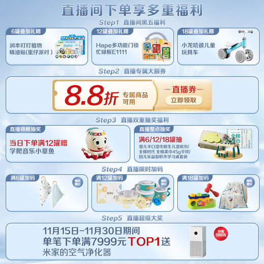 Wyeth Qifu Blue Diamond Extra Volume HMO Infant Formula Milk Powder 3 Stages (12-36 Months) 850g