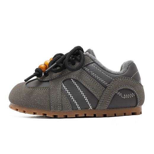 BOBDOG children's shoes, children's comfortable toddler shoes, winter boys' velvet warm baby shoes 106355118 lead gray 26