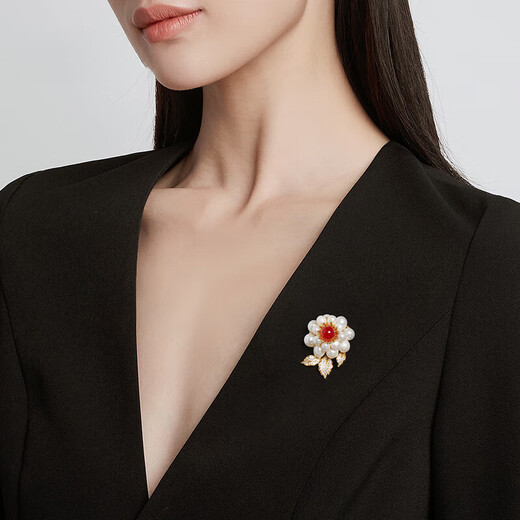 SAC Pearl Flower Brooch High-end Women's Light Luxurious Style Pin 2025 New High-End Corsage Suit Coat Accessories Ghostwriting Greeting Cards