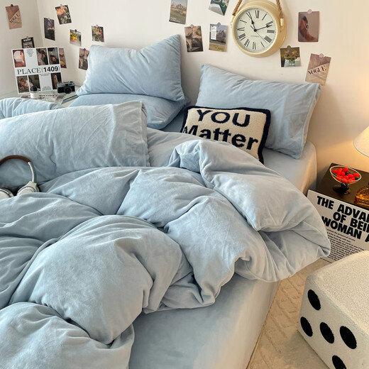 Langsha milk velvet duvet cover 180x220cm single piece thickened single duvet cover winter velvet duvet cover 1.8m