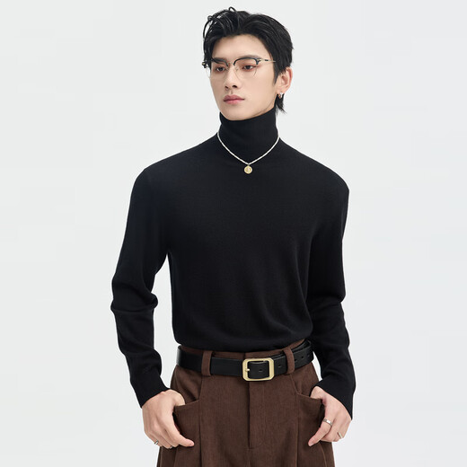 Earl Zall wool cashmere 25 autumn and winter solid color high-end knitted sweater men's turtleneck inner base sweater