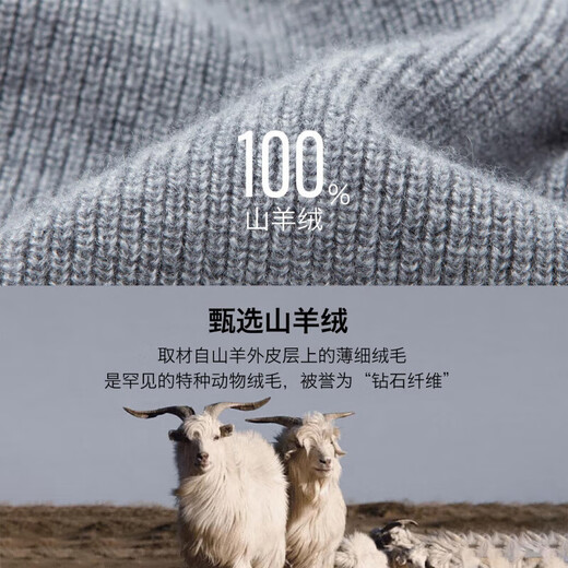 BESNOS Italian brand pure cashmere sweater men's thickened winter Henry neck sweater round neck casual warm knitted base navy blue M (170)