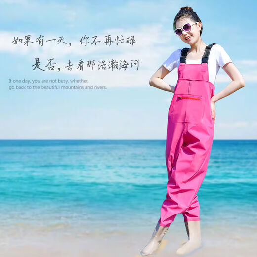 Waterproof wading pants for women, half-length one-piece fishing pants, beach rain boots for big children, waterproof rain pants for children, orange overalls, large pockets, 3D slim fit, shoe size 40 37