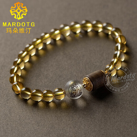 MARDOTG Brazilian Citrine Bracelet Women's Twelve Zodiac Buddha Crystal Bracelet Gift for Girlfriend Horse - Mahasthamaprapta Bodhisattva 8 Bead Diameter