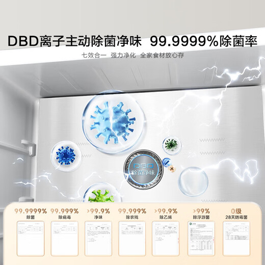 Hisense Big Mint Refrigerator 508 ultra-thin zero embedded four-door French multi-door dual system first-level energy efficiency air-cooled frost-free active sterilization BCD-508S3FZKQD old for new dual system * zero embedded * double cycle