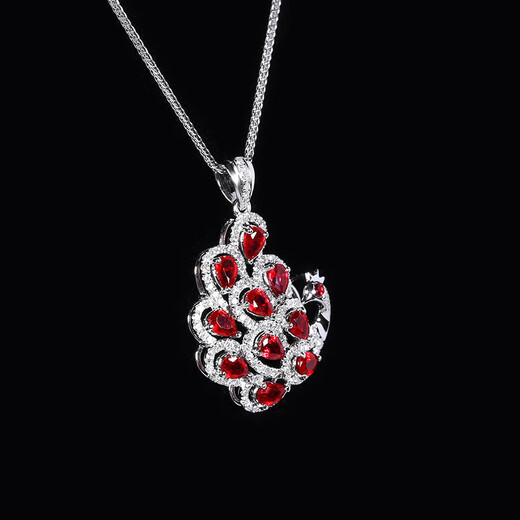 HEEKAIYI Ruby Necklace for Women Pigeon Blood 18k Gold Diamond Pendant Chinese Valentine's Day Birthday Gift for Wife and Girlfriend <Lifetime Warranty>