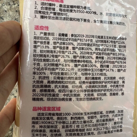 Dunyu 810 Yunnan Province's high-quality grain depth - high-altitude resistance, first-class quality and good live stems mature 2kg packaging Dunyu 810 Yunnan Province's high-quality grain depth - high-altitude resistance and good quality live stems