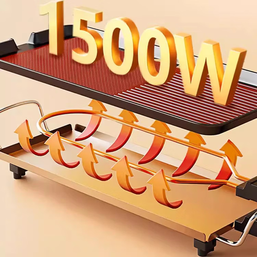 Barbecue plate electric barbecue oven household electric oven barbecue pot electric grill pan less smoke barbecue machine Teppanyaki plate barbecue plate 3-10 people extra large family and friends dinner standard 1 layer