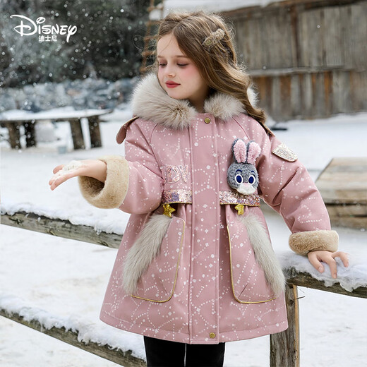 Disney Baby Girls Jacket Autumn and Winter 2026 New Children's Zootopia Hooded Jacket Thickened Children's Clothes Cotton Clothes